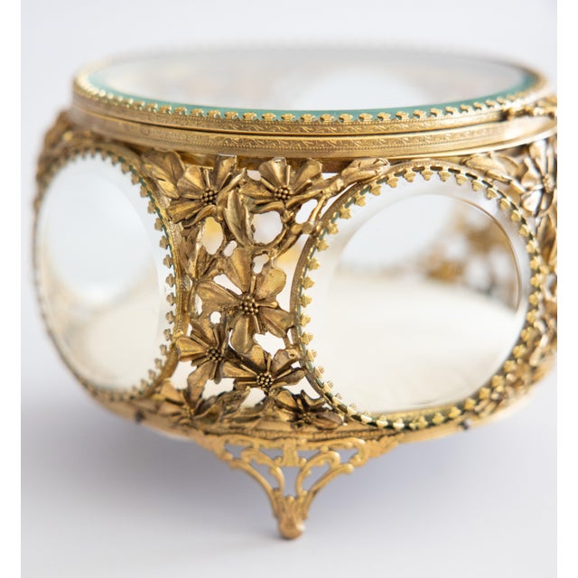 Antique French Ormolu Beveled Glass Jewelry Casket Dresser Box For Sale - Image 11 of 13