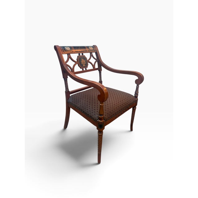 2000 - 2009 Regency Style Hand-Painted Neoclassical Armchairs, Pair For Sale - Image 5 of 18