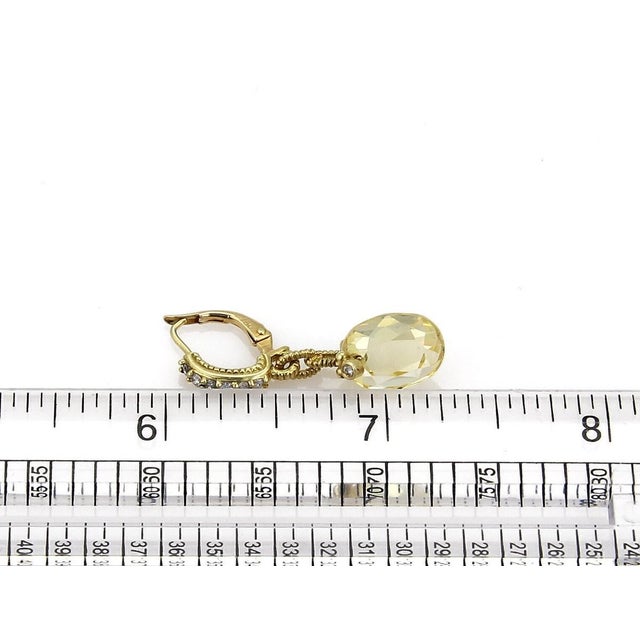 Mid 20th Century Mid 20th Century Pair Judith Ripka Diamond Canary Crystal 18k Yellow Gold Dangle Earrings For Sale - Image 5 of 5