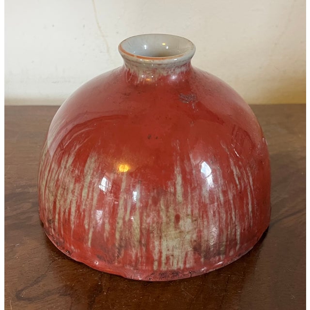 Antique late Qing 19th century Chinese sang de boeuf oxblood flambe glaze scholar's water pot or Taibai jar. The base with...