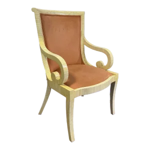 Vintage Tessellated Bone Lounge Arm Chair With Suede Upholstery Attributed to Enrique Garcel
