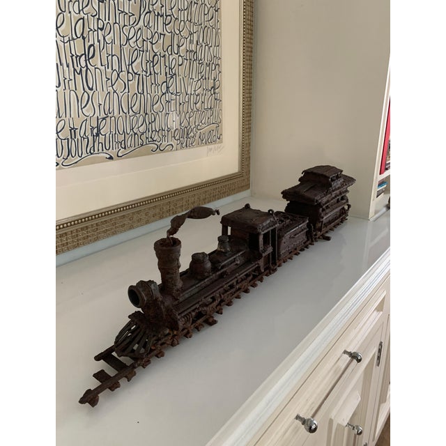 Mid 20th Century Train on Track with Smoke by Brutalist Artist Chet Blacketer For Sale - Image 5 of 6
