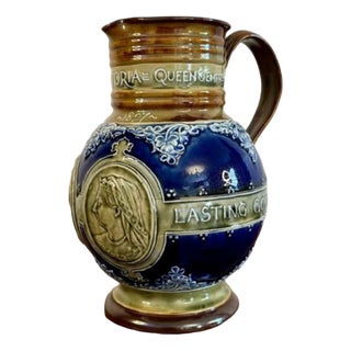 Doulton Lambeth Queen Victoria Jubilee Jug, 1890s For Sale