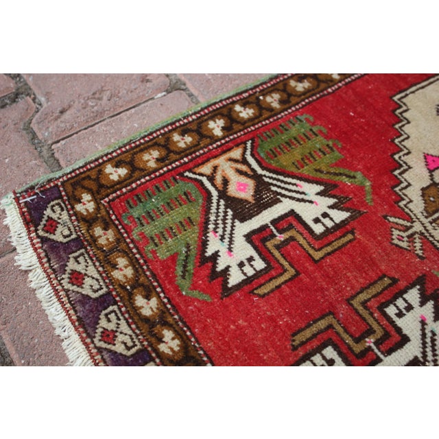 1990s Turkish Red Medallion Doormat For Sale In Sacramento - Image 6 of 13