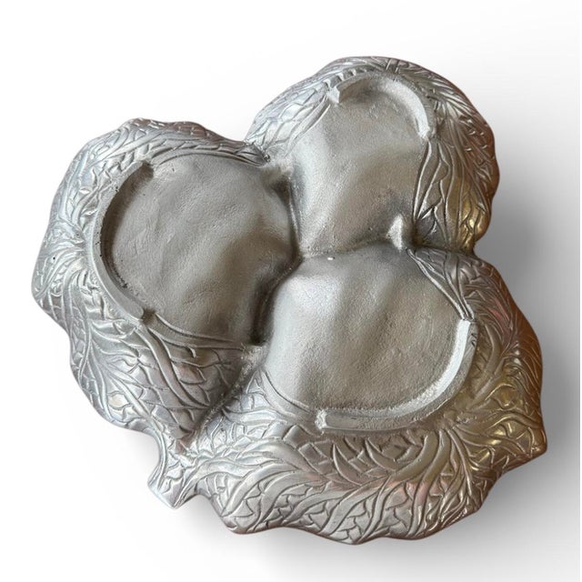 Traditional Vintage Cabbage Leaf Divided Serving Dish For Sale - Image 3 of 5