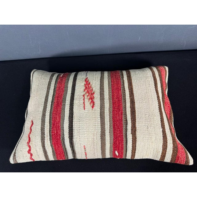 Turkish Hemp Pillow Cushion Natural Beige Red Pillow Cushion Cover 16" x 24" #30084 Enhance your home decor with our Kilim...