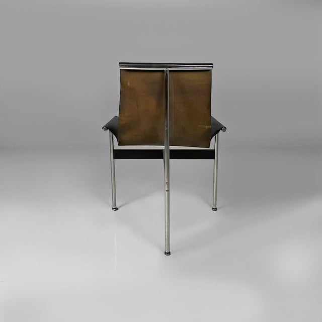 1960s Italian Modern Leather T Chairs attributed to Katavolos, Littell and Kelley for ICF, 1960s, Set of 4 For Sale - Image 5 of 18