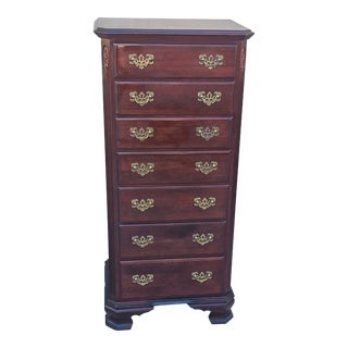 1980s Ethan Allen Georgian Court Mahogany 7 Draw Lingerie Chest For Sale