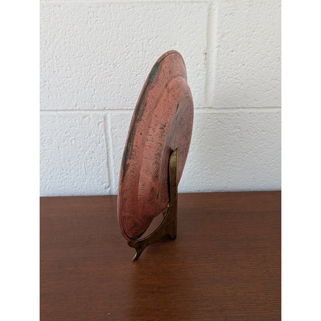 Turkish Artisanal Hand-Engraved Turkish Copper Charger or Ottoman Serving Tray Vintage Ottoman Style Hand-Hammered Copper Plate With Intricate Engraving For Sale - Image 3 of 7