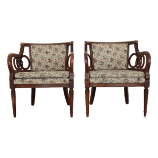 Vintage Neoclassical Open Armchairs (Set of 2) For Sale