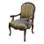 Vintage Tuscan Style Mahogany Accent Chair W/Stripe Fabric For Sale