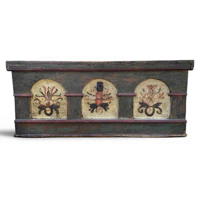 Alpine Floral Painted Chest, 1807 For Sale - Image 4 of 13