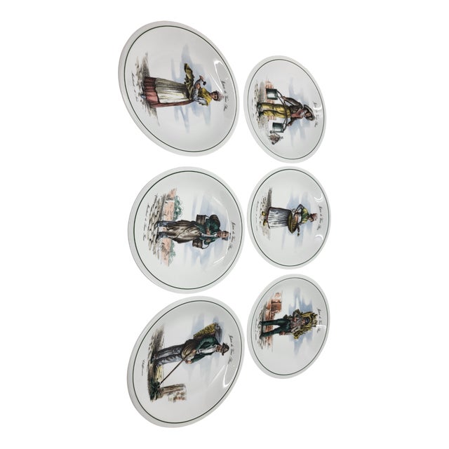 French Porcelain Plates Métiers Du Vieux Paris, Set of 6 For Sale