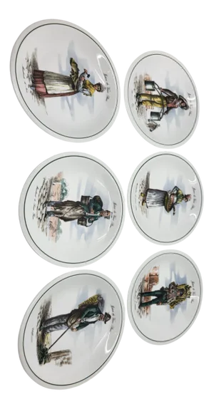 French Porcelain Plates Métiers Du Vieux Paris, Set of 6