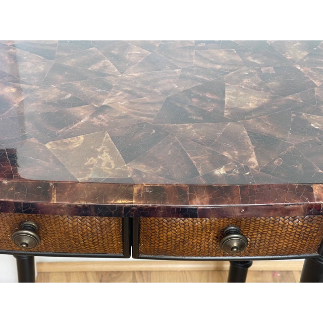 Vintage Maitland Smith Style Tasselated Horn Table With Drawers For Sale In Miami - Image 6 of 7