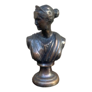 Neoclassical Grand Tour Cast Metal Bust of Diana the Huntress For Sale