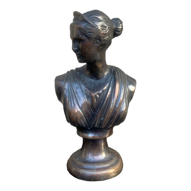 Neoclassical Grand Tour Cast Metal Bust of Diana the Huntress For Sale