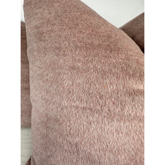 Transitional Holly Hunt "Royal Alpaca" in Violet Dusk 22" Pillows-a Pair For Sale - Image 3 of 3