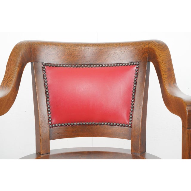 Traditional Early 20th Century Quarter Sawn Oak Swivel Office Chair For Sale - Image 3 of 11