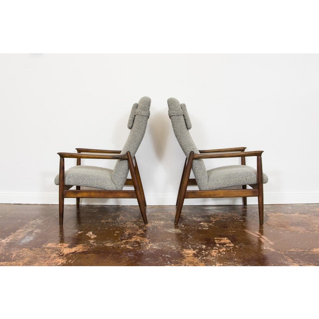 Wood Mid-Century Modern High Back Lounge Chairs by Edmund Homa, Poland, 1960s, Set of 2 For Sale - Image 7 of 17