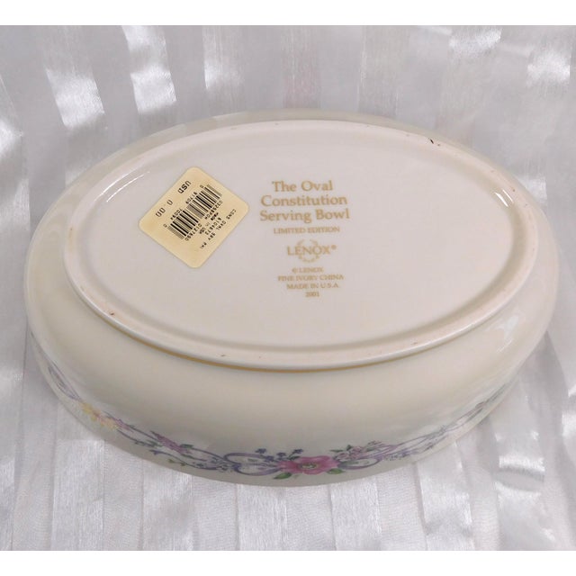 1990s Lenox Nine Inch Oval Serving Bowl in Constitution For Sale - Image 4 of 6