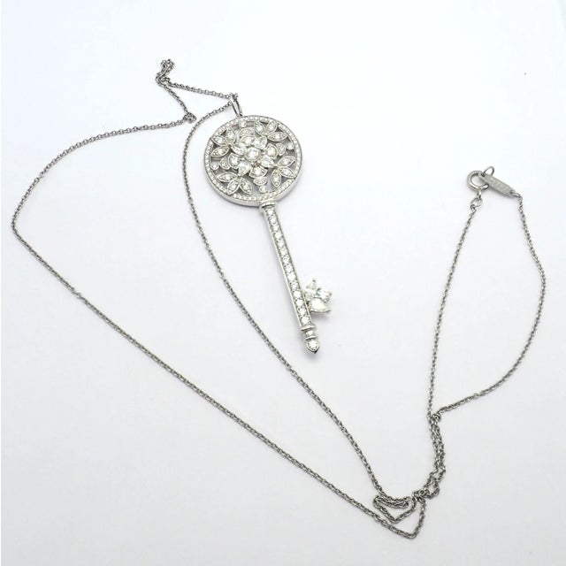 Tiffany & Co Platinum Large Victoria Vine Key Pendant Necklace For Sale - Image 10 of 14