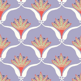 Lavendar Wallflower Wallpaper Remnant by Mitchell Black For Sale