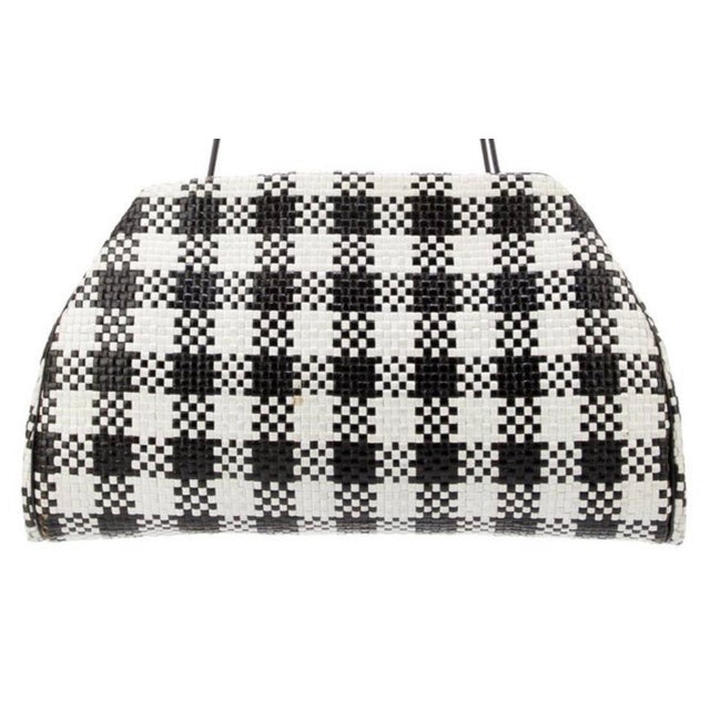1990s Judith Leiber Pouch Leather Shoulder Clutch Day Evening Bag Checkered Vintage For Sale - Image 13 of 13