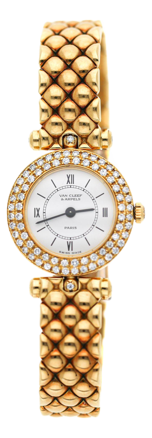 Mid 20th Century Van Cleef & Arpels Paris Classique 18k Gold Diamond Bezel Ladies Watch