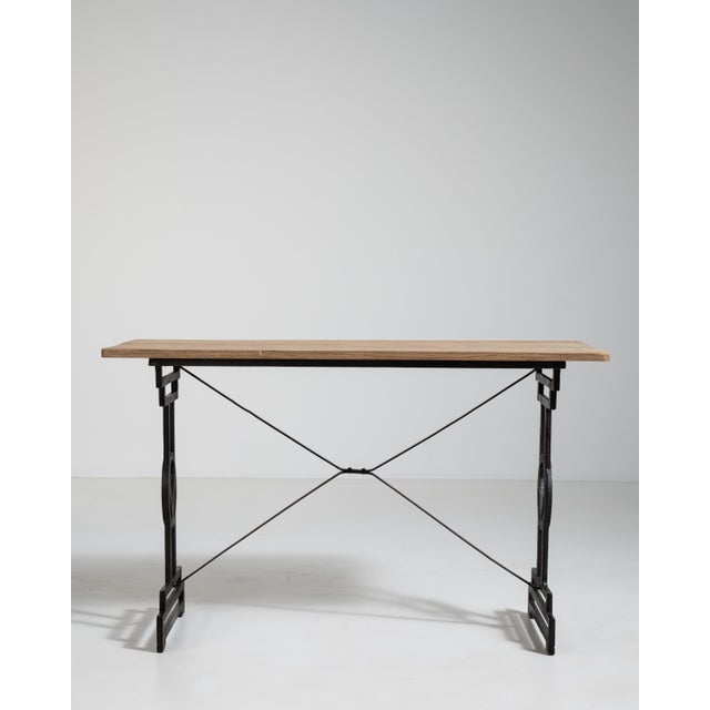 Cast Iron Bistro Table with Oak Top, Antique, France, 20th Century For Sale - Image 18 of 18