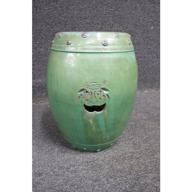 Emerald Glazed Chinoiserie Garden Stool For Sale In Philadelphia - Image 6 of 7