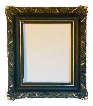 29" Antique Victorian Gothic Gesso & Gilt Ebonized Frame