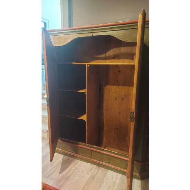 18th-Century Central European Hand-Painted Wedding Armoire — Folk Art Bauernschrank With Portrait Medallions For Sale - Image 4 of 15