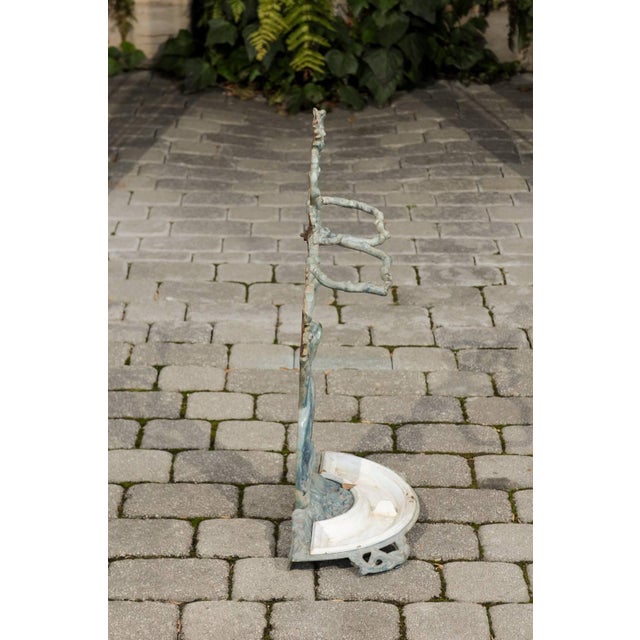 French 1900s Cast Iron Umbrella Stand Depicting a Dog Sitting in Front of a Tree For Sale In Atlanta - Image 6 of 9