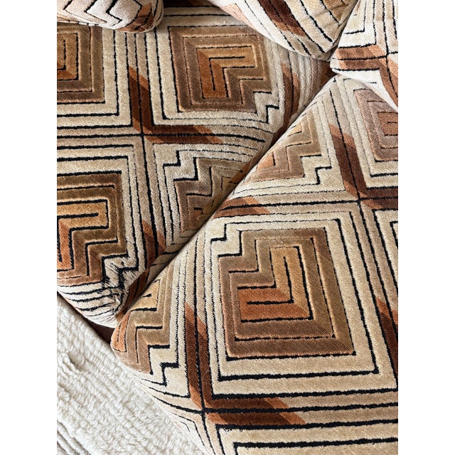 Vintage 1970s Groovy Loveseat Sofa With Jack Lenor Larson Fabric For Sale - Image 9 of 12