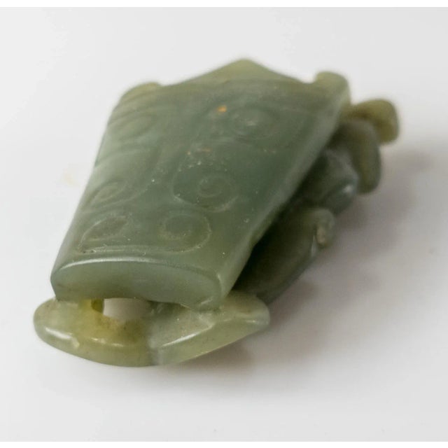 Green 20th Century Chinese Carved Green Nephrite Jade Dragon Toggle For Sale - Image 8 of 8