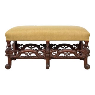 Early 20th-C. Neo-Classical Style Carved Mahogany Bench With Eagles For Sale