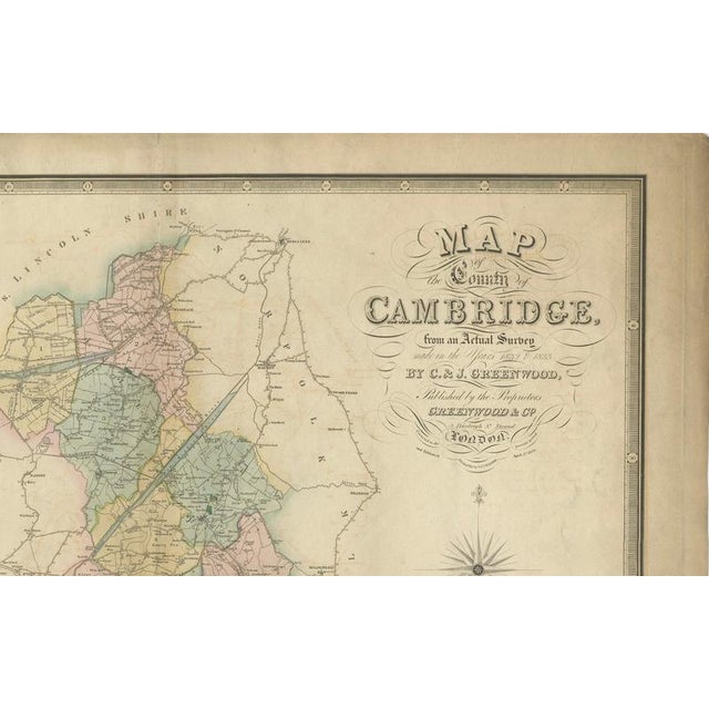 Large Hand-Colored Map of Cambridgeshire by Greenwood, 1834 For Sale - Image 12 of 13