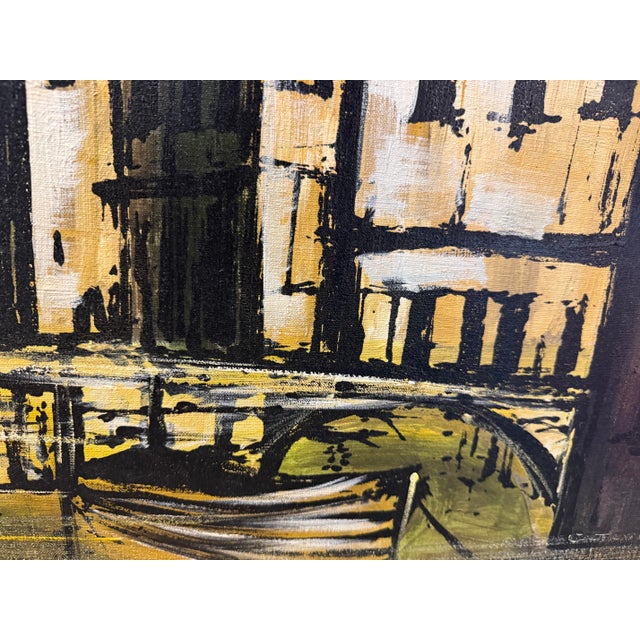 Vintage Mid-Century Modern Cityscape Oil Painting by James Roberts For Sale - Image 6 of 10