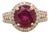 Ruby Ring With Earth Mined Diamonds Halo: Solid 14k Gold, Round 9mm, Size 6.75 For Sale