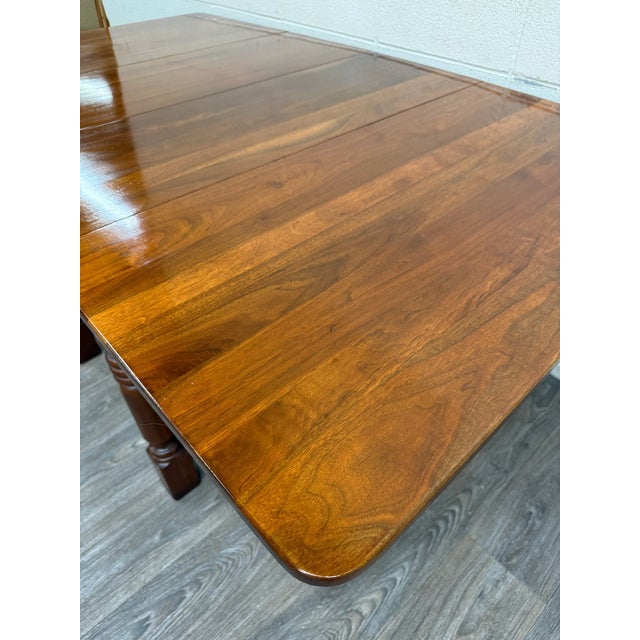 Vintage Early American Colonial Revival Willam & Mary Style Walnut Dining Table For Sale - Image 13 of 14