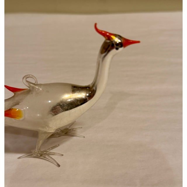 Art Deco Antique Bimini Hand-Blown Glass Pheasant Bird Ornament For Sale - Image 3 of 6