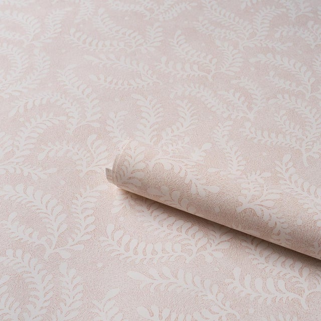 Schumacher Sample - Schumacher Etched Fern Wallcovering In Blush For Sale - Image 4 of 6