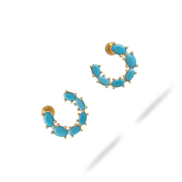 Early 21st Century Turquoise Breeze Stud Hoop Earrings, A Pair For Sale - Image 5 of 8