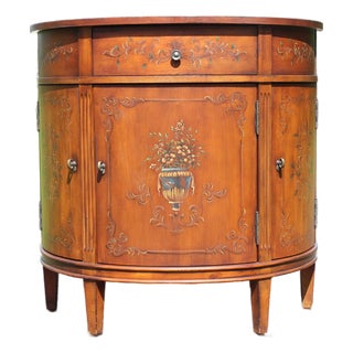 Ethan Allen Paint Decorated Demilune Commode For Sale