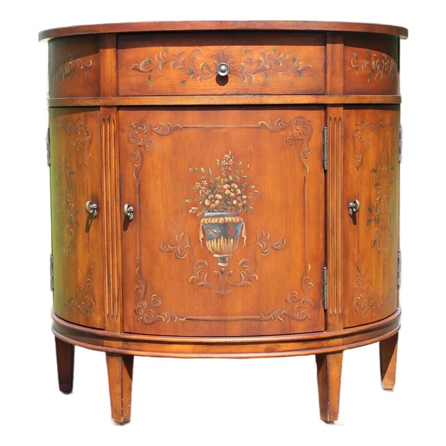 Ethan Allen Paint Decorated Demilune Commode For Sale