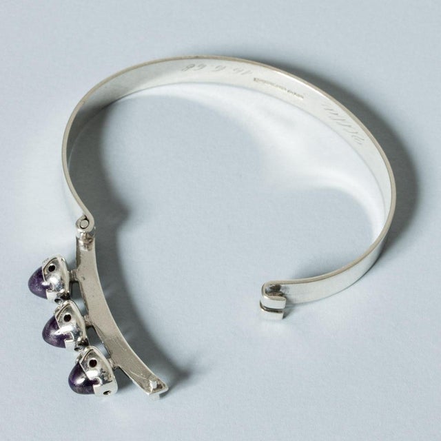 1960s Silver and Amethyst Bracelet by Martti Viikinniemi, 1968 For Sale - Image 5 of 7