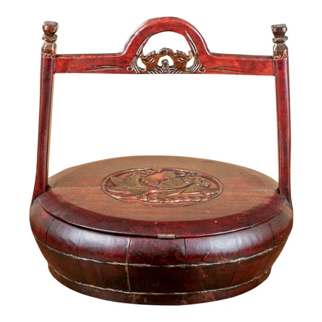 Antique Lacquered Chinese Elm Wood Rice Containers From Lillian August For Sale