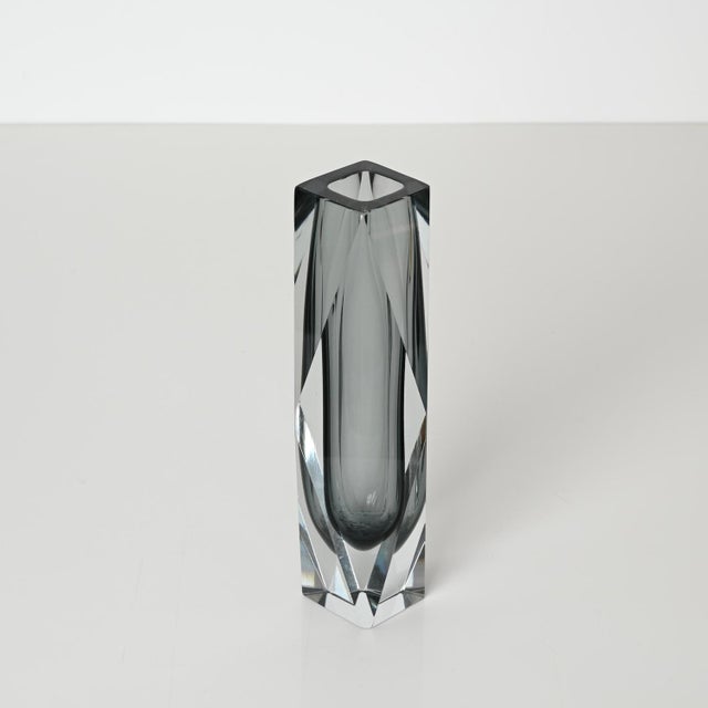 Murano Decorative Glass Vase in Sommerso Grey Blown Glass from Mandruzzato, 1960s For Sale - Image 9 of 16