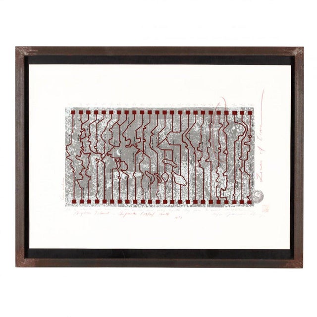 This is a large sculpture and also includes an artist custom framed silkscreen with extensive handwork titled Line of...